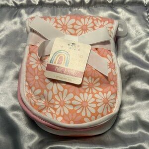 Floral Baby Bib Set with Pink and White Design